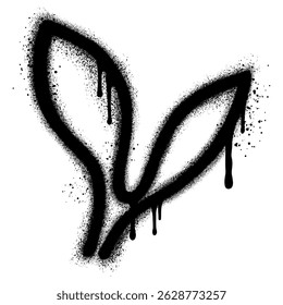 Leaf graffiti sprayed with black spray paint for environmental design concept.