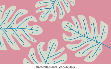 Leaf graphic element on color background