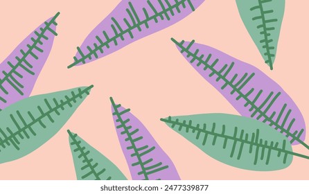 Leaf graphic element on color background