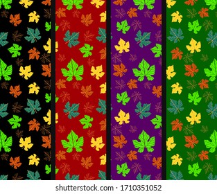 Leaf graphic seamless pattern illustration four set design.