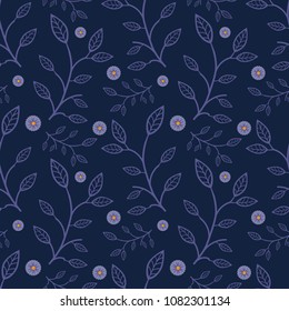 Leaf Grass Line Art Seamless Pattern