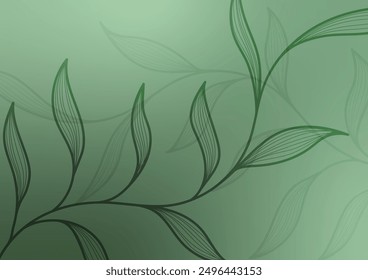 Hoja de arte verde suave curva de línea de fondo natural. Ilustración vectorial.