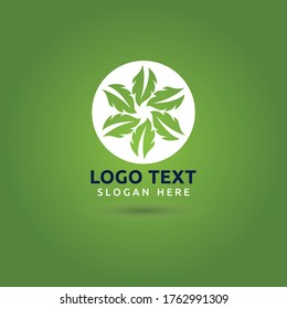 Leaf green circle logo vector