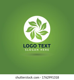 Leaf green circle logo vector