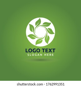 Leaf green circle logo vector