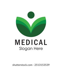 Leaf green circular medical logo