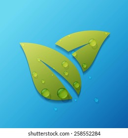 leaf in green droplet