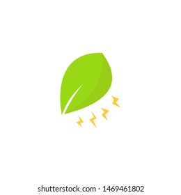 Leaf green energy produce electricity logo vector template