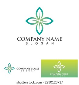 Leaf green flower decoration  logo and symbol vector template
