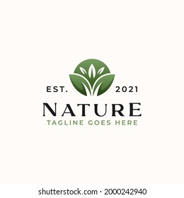 Leaf Green Gradient, Nature Logo Template Isolated in White Background