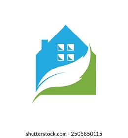Leaf Green House Home Logo Vector Template
