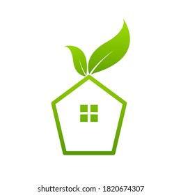 Leaf and Green House icon Template