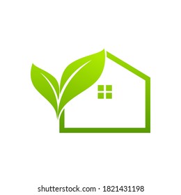 Leaf and Green House icon Template