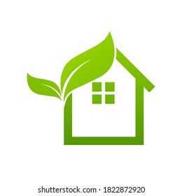 Leaf and Green House icon Template