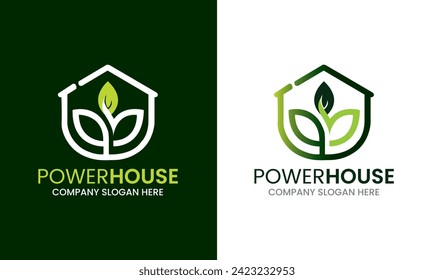 Leaf Green House Logo Design idea vector Template