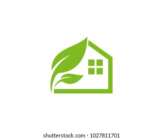 Leaf And Green House Logo Template
