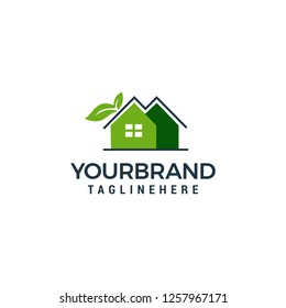 Leaf and Green House Logo Template