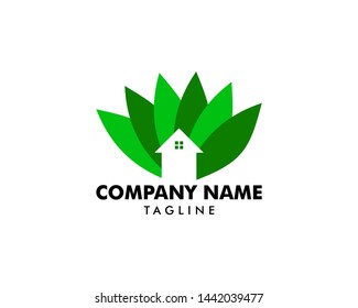 Leaf and Green House Logo Template