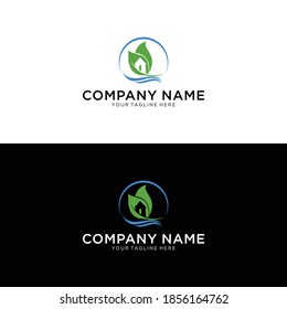 Leaf and Green House Logo Template