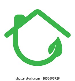 Leaf and Green House Logo Template. 
Eco house.