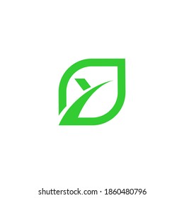 Leaf Green Initial Y letter Environment Fresh Logo Design