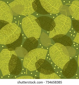 Leaf green light and dark seamless pattern vector hand drawn