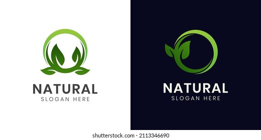 Elementos del logotipo verde hoja. cultivar logotipo ecológico puro para símbolo de diseño de granja plantilla vectorial