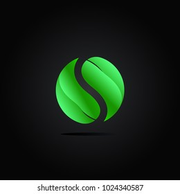 leaf green logo icon design. 3D style logo template