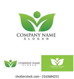 Leaf green logo and symbol vector template