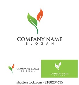 Leaf green logo and symbol vector template