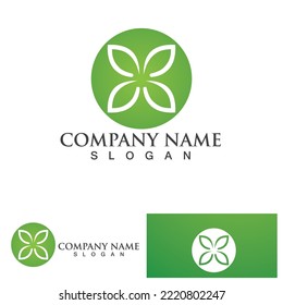 Logo verde hoja y plantilla de vector de símbolo
