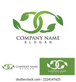 Leaf green logo and symbol vector template