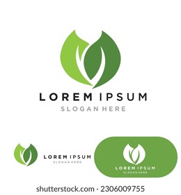 Leaf green logo and symbol vector template