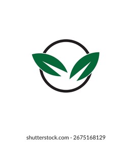 Logotipo verde folha e modelo de vetor de símbolo