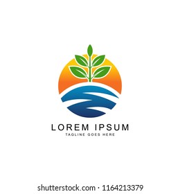 leaf and green logo template