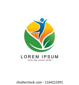 leaf and green logo template