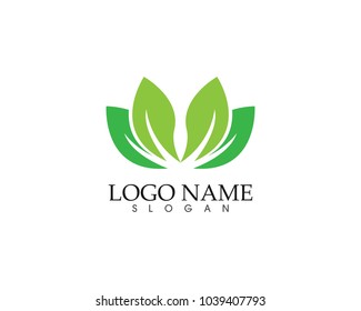 leaf green nature logo and symbol template Vector 
