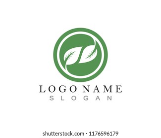 leaf green nature logo and symbol template