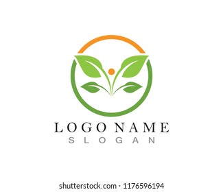 leaf green nature logo and symbol template