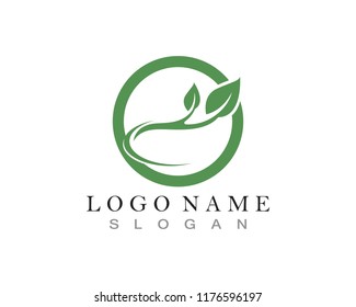 leaf green nature logo and symbol template