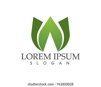 leaf green nature logo and symbol template Vector 
