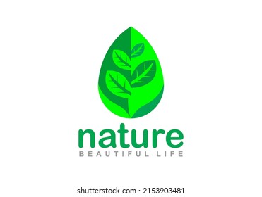Leaf Green Nature Logo Vector Design Art Graphic, Leaf Natural Logo Vector