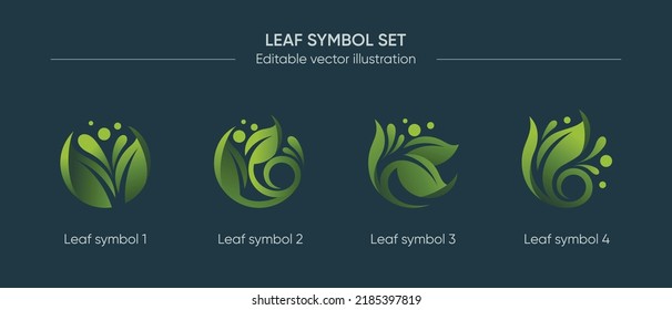 Leaf green nature tree plant ecology vector element element logo icon set