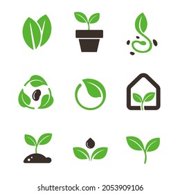 leaf green nature vector stock, green sprout vector set - Shutterstock ID 2053909106