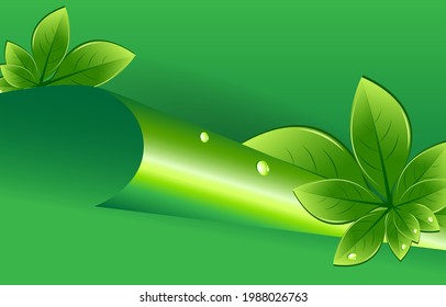 leaf and green paper background vector for banner and advertiser