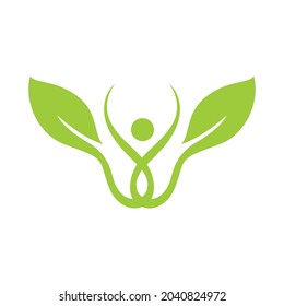 Leaf green plant logo fresh vector template