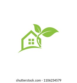 leaf green real estate logo template