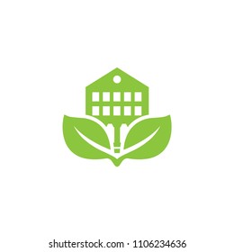 leaf green real estate logo template