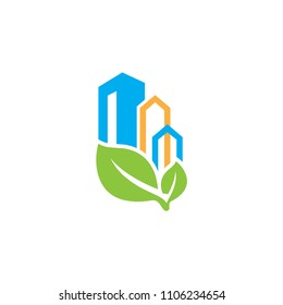 leaf green real estate logo template