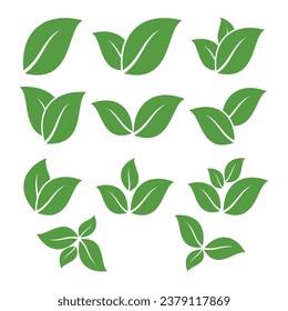 leaf green set icon logo design vector template illustration. EPS 10